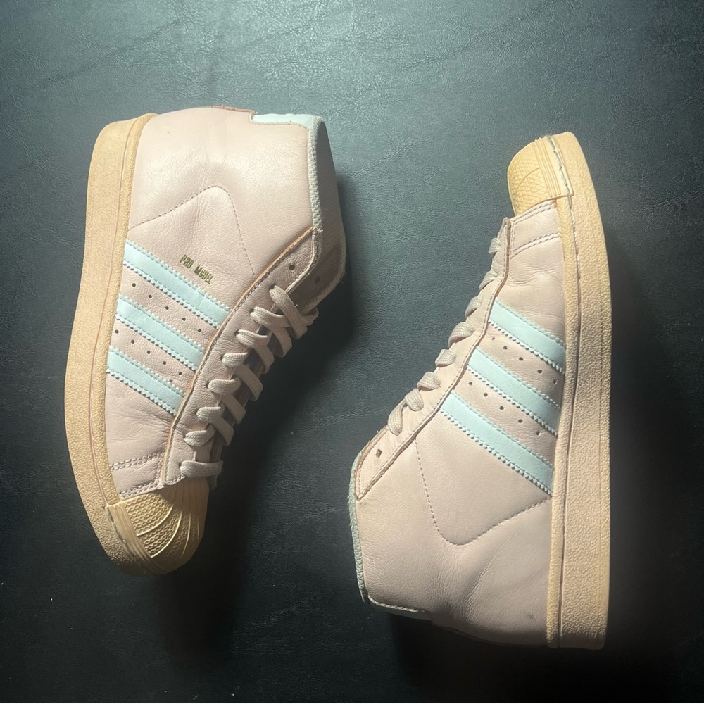 Adidas Pro Model Pink White Gold Sneakers Sz 4.5 Basketball Shoes
